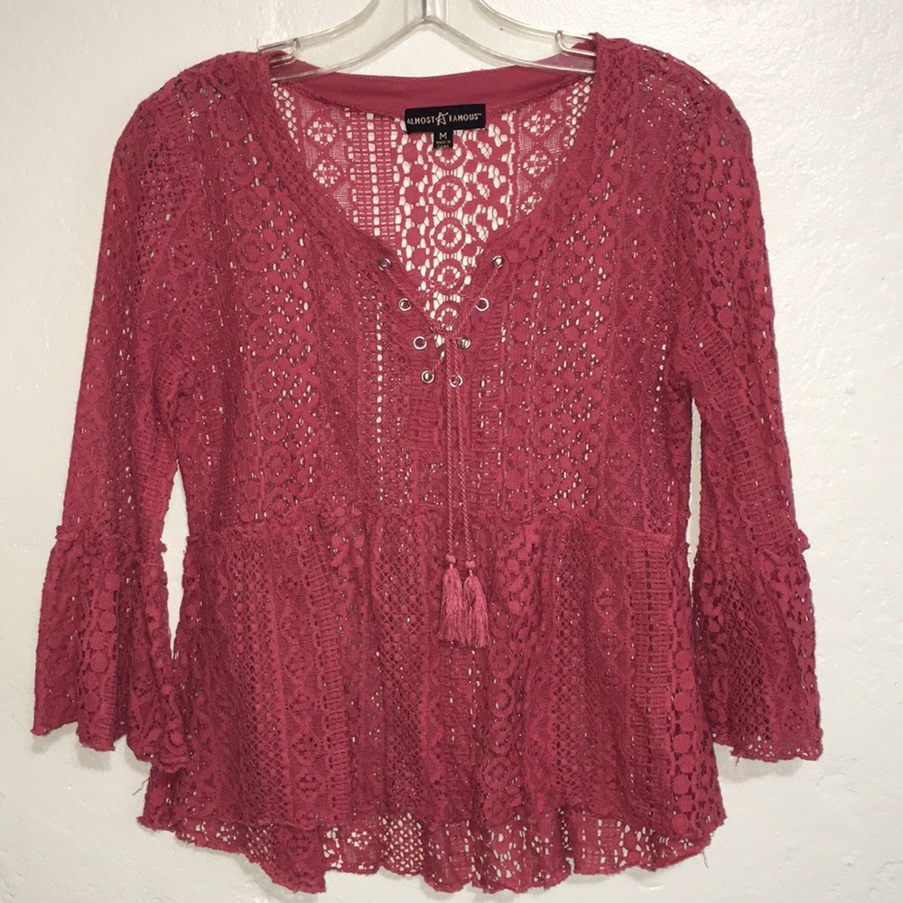 Almost Famous crochet Blouse size Medium